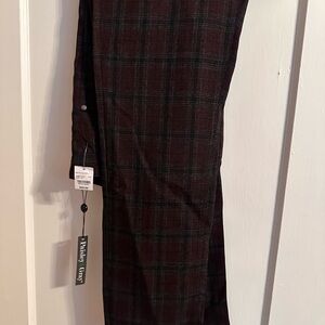 NWT Men's Plaid Pants - Burgundy and Black